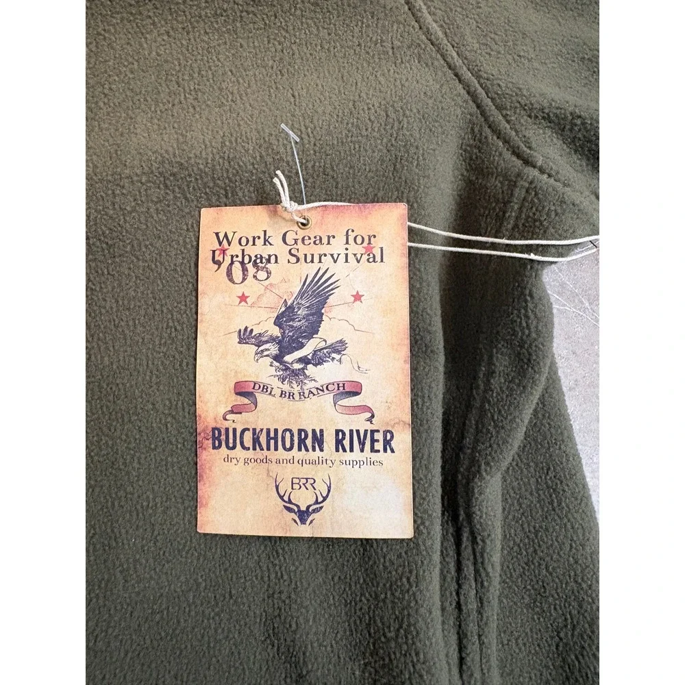 NWT Buckhorn River Mens XL Fleece Full Zip Jacket Olive Green Mock Neck